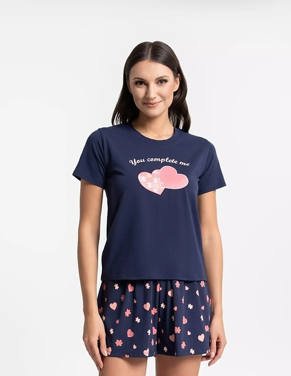 Moraj női pizsama PDD3900-020 tengerészkék pamut, rövid ujjú, rövidnadrág, rövidnadrág