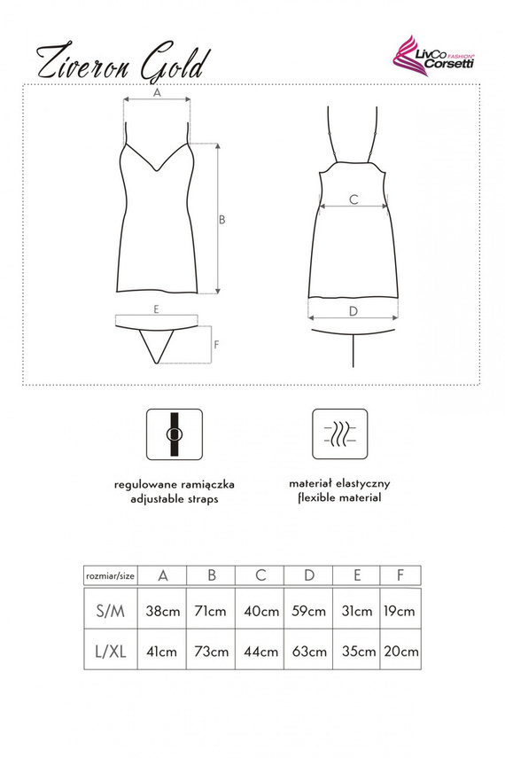 Ziveron Gold LC 90581 Szett, alsógatya és tanga LivCo Corsetti Fashion - arany