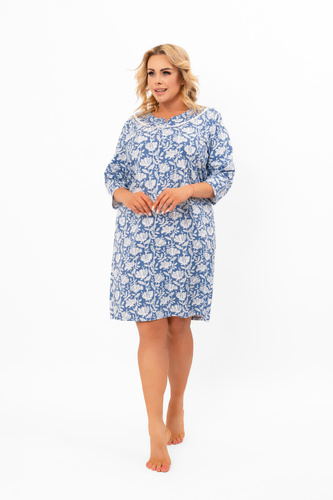 Női hálóing Bisali - pamut, ¾ ujjú, virágmintás Olasz divat