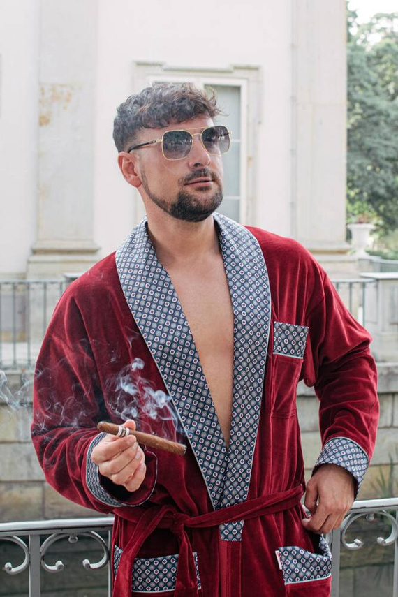 772 Bonjour férfi forex fürdőköpeny - gesztenyebarna színben