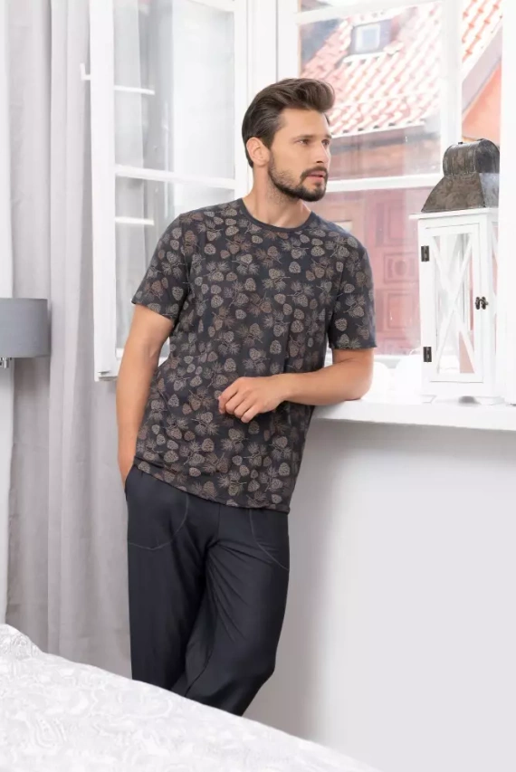 Pinus pizsama Férfi rövid ujjú, hosszú nadrág olasz divat - print/grafit
