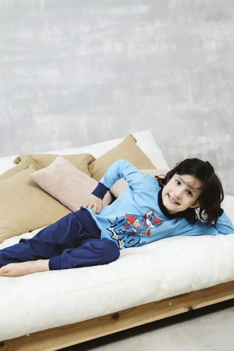 Remek Fiú pizsama hosszú ujjú, hosszú nadrág olasz divat - kék