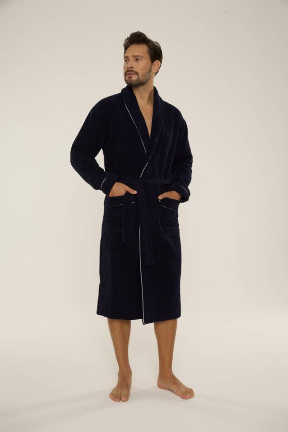 735 Manuele férfi köntös De Lafense - tengerészkék