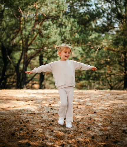 Simply Comfy gyermek leggings harang alsó Eevi bézs - 100% pamut, kényelmes és elegáns