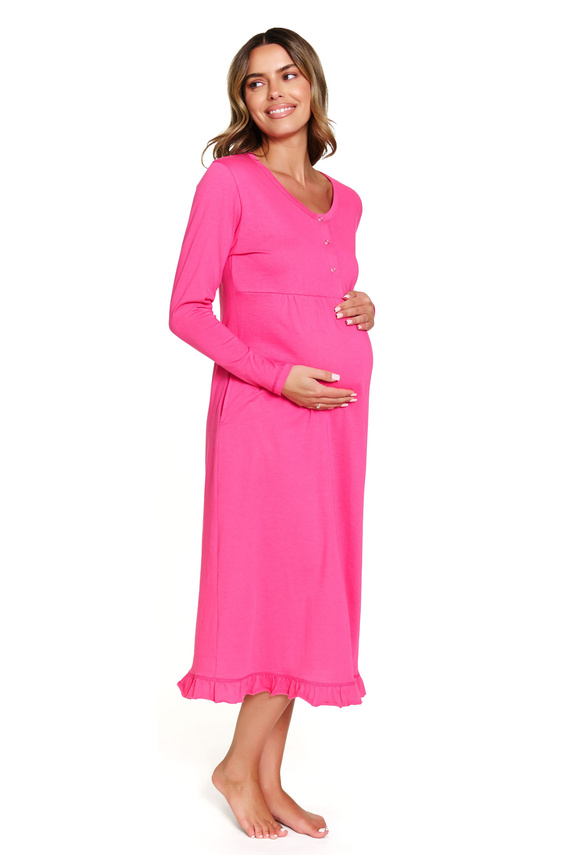 7318 Doctor Nap - Terhességi és szoptatós hálóing pamutból | Lengyel gyártmány - bazsarózsa