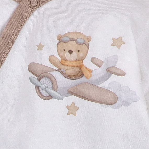 ABN-5502 Sky Journey Nini ekrü borítékos bodysuit | Organikus pamut újszülött babáknak