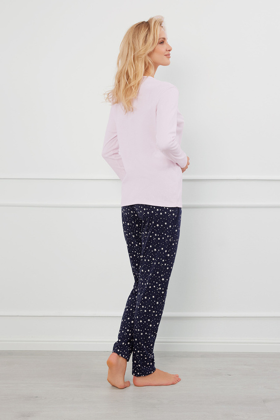 Libra Női pizsama hosszú ujjú és nadrágos olasz divat - rózsaszín/print