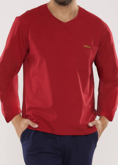 683 Kevin Forex Férfi pizsama - bordó - tengerészkék