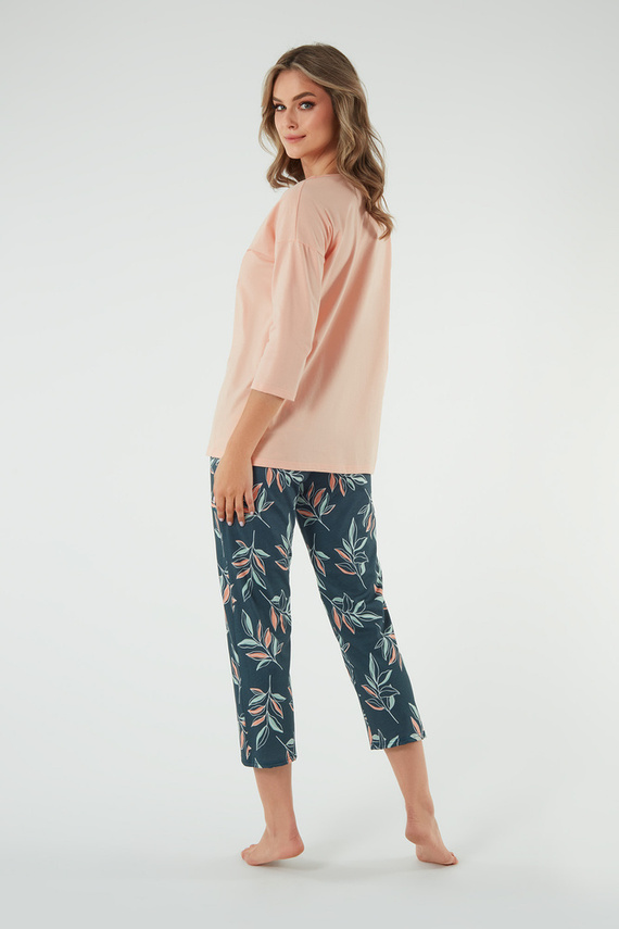 Julietta Női pizsama 3/4 ujjú, 7/8 nadrág olasz divat - lazac/print