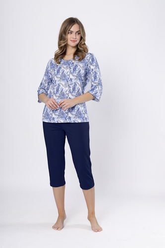 Női pizsama Ewlin 1661 Leveza denim-pamut, 3/4 ujjú, 3/4 ujjú