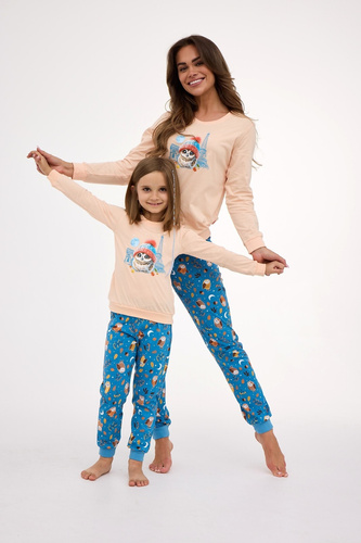 Női pizsama 467/426 Paris - pamut, hosszú ujjú, párizsi stílusban