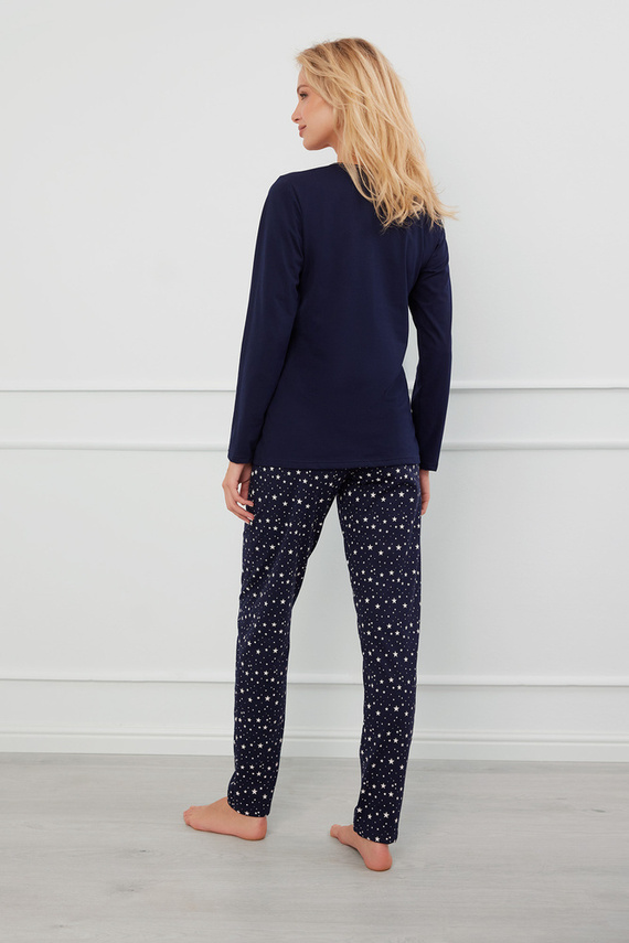 Arugia Női pizsama hosszú ujjú, hosszú nadrág olasz divat - tengerészkék/print