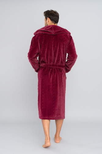 Zygmunt Férfi fürdőköpeny kapucnival Olasz divat - bordó