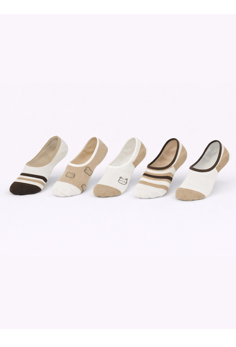 Noviti ST092 női balerina zokni – pamut stopli szilikonos sarokkal beige A