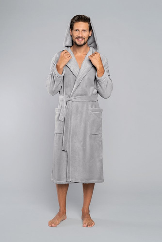 Mimas Férfi kapucnis fürdőköpeny olasz divat - szürke