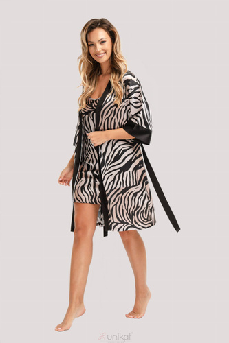Braga szatén fürdőköpeny Unikat - zebra, elegáns, övvel