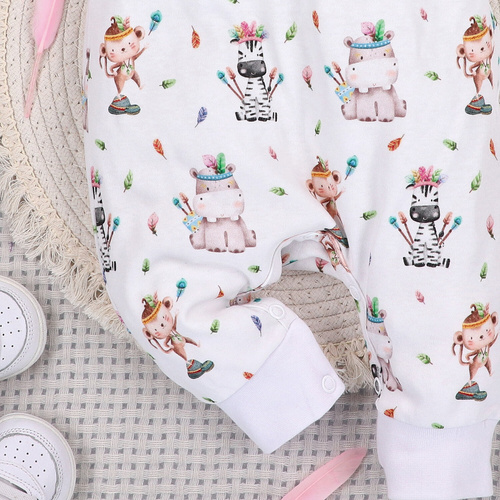 ABN-5537 Nini Happy Animals babapulóver organikus pamutból - nikkelmentes nyomógombok, hipoallergén, lengyel gyártás