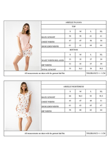 Sensis Arielle ekrü bambusz és pamut női pizsama, rövid ujjú, rövidnadrág, rövidnadrág