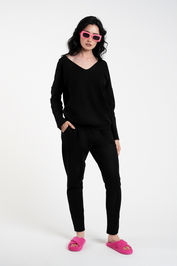 Karina Női hosszú ujjú szett, nadrág olasz divat - fekete