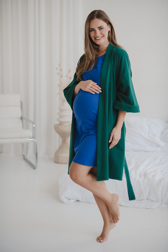 Milk&Love kismama köpeny üvegzöld - pamut elasztánnal, kényelmes, 7/8-as ujjú, pamut, elasztánnal