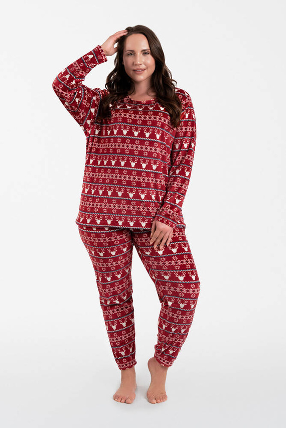 Iceland Fleece női szett olasz divat - bordó mintás