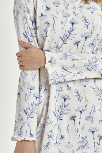 Taro Caroline pamut hálóing 3455 kék - hosszú ujjú, kényelmes és nőies