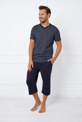 Gerard Férfi rövid ujjú pizsama, 3/4 nadrág Olasz divat - print/zöld