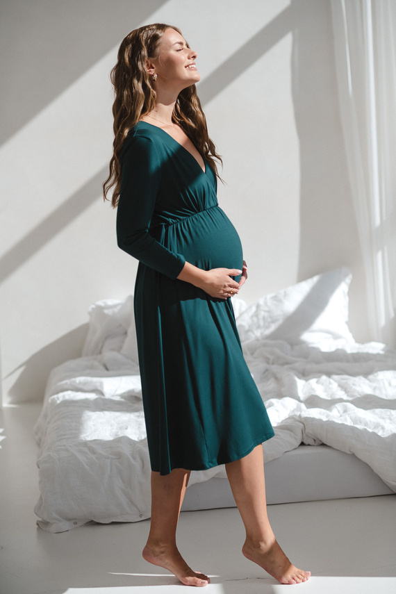 Star Light Terhesség és szoptatás bambusz hálóing 7/8 Milk&Love palack zöld - lélegző, kórházi, kényelmes szoptatáshoz