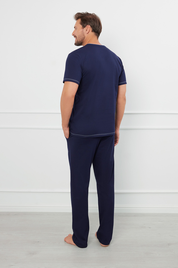 Salomon Férfi rövid ujjú pizsama, hosszú nadrág Olasz divat - tengerészkék/kék