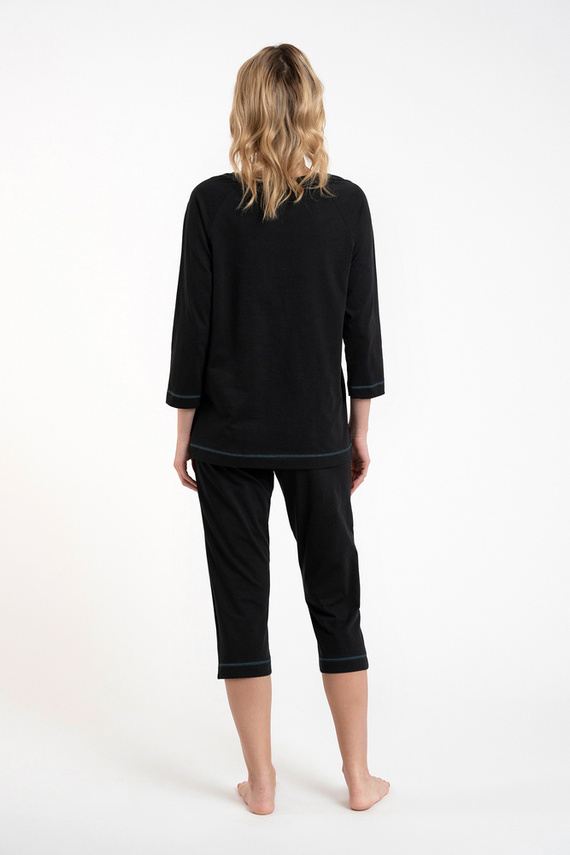 Olza Női pizsama 3/4 ujjú, 3/4 nadrágos olasz divat - fekete