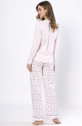 Laveza Afra női pizsama 1617 - pamut, világos rózsaszín, hosszú ujjú, hosszú ujjú