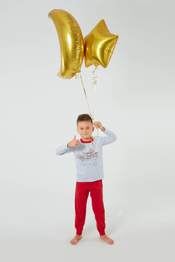 Junak pizsama fiúnak hosszú ujjú és nadrágos olasz divat - j.melange/piros