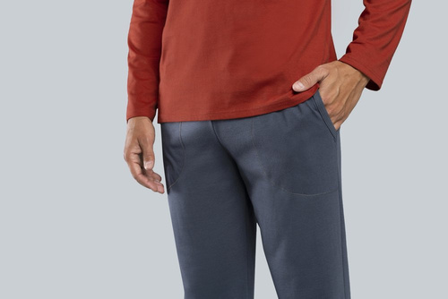 Lion Férfi hosszú ujjú pizsama, nadrág Italian Fashion - piros/grafit