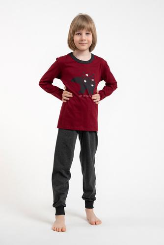 Morten Fiú pizsama Olasz divat bordó/c.melange