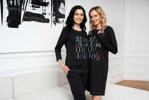 Olza Női pizsama 3/4 ujjú, 3/4 nadrágos olasz divat - fekete