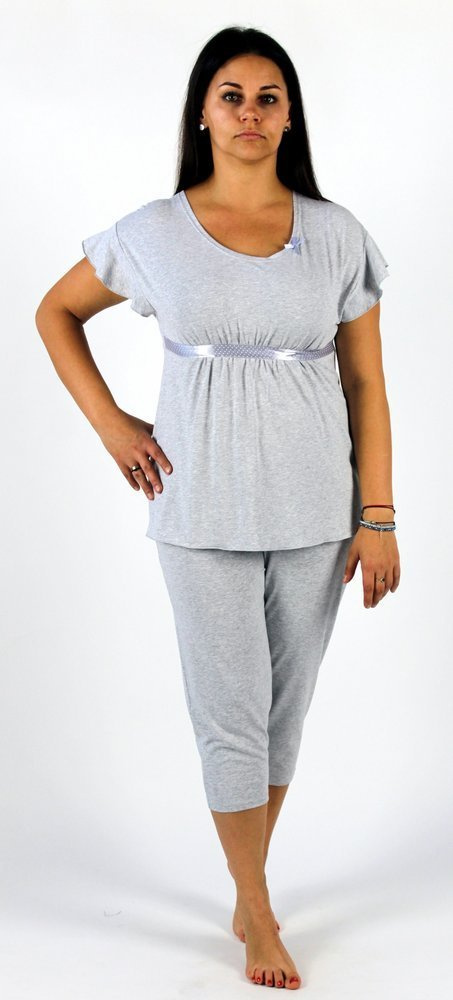 448 Julie Női 3/4-es pizsama - világos melange