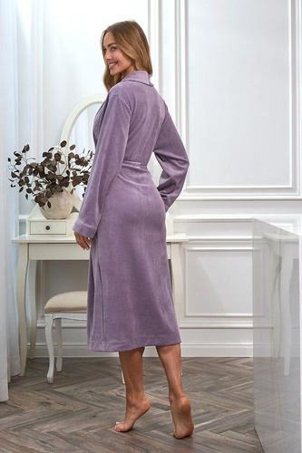 L&L 2620 hosszú női velúr köntös sálgallérral és övvel