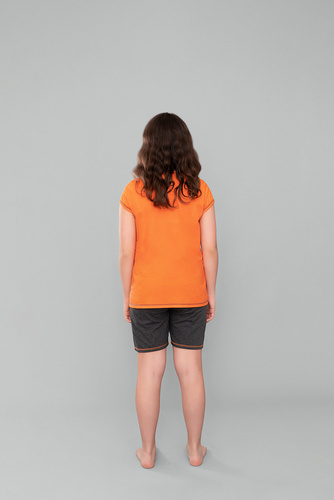 Szőke lány pizsama Italian Fashion - narancs/sötét melange