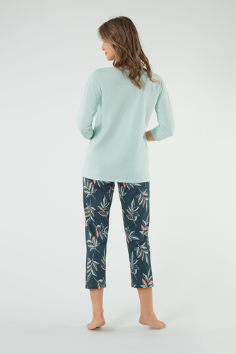 Julietta Női pizsama 3/4 ujjú, 7/8 nadrág olasz divat - pisztácia/print