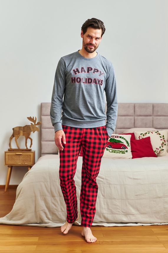 7344 Férfi sötétszürke Doctor Nap pizsama - 100% pamut