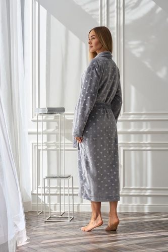 2552 Cora Női hosszú köntös L&L szürke - elegancia és kényelem egyben