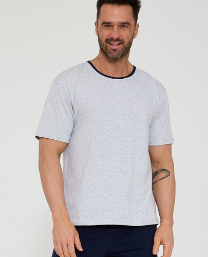 Cornette 338/53 férfi pizsama szürke pamut rövid ujj kényelmes