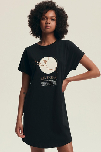 Hálóing 43729 Dairoku Henderson fekete- pamut, rövid ujjú, kényelmes szabásvonalú