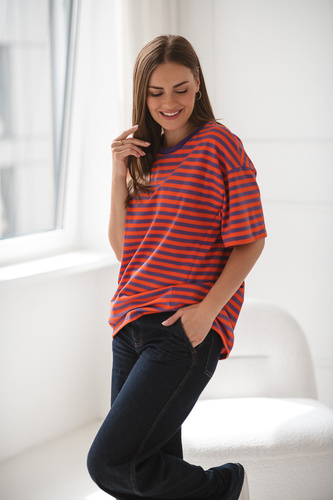 Mamahood Terhesség és szoptatás póló Milk&Love lila és narancssárga - kényelmes és elegáns