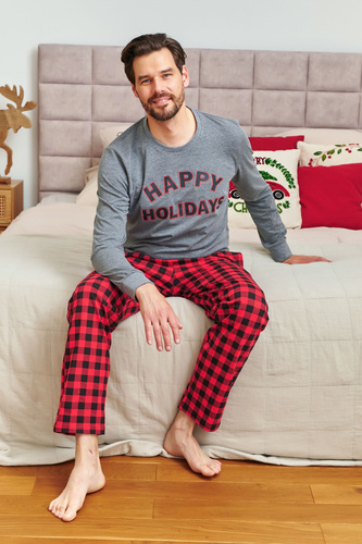 7344 Férfi sötétszürke Doctor Nap pizsama - 100% pamut