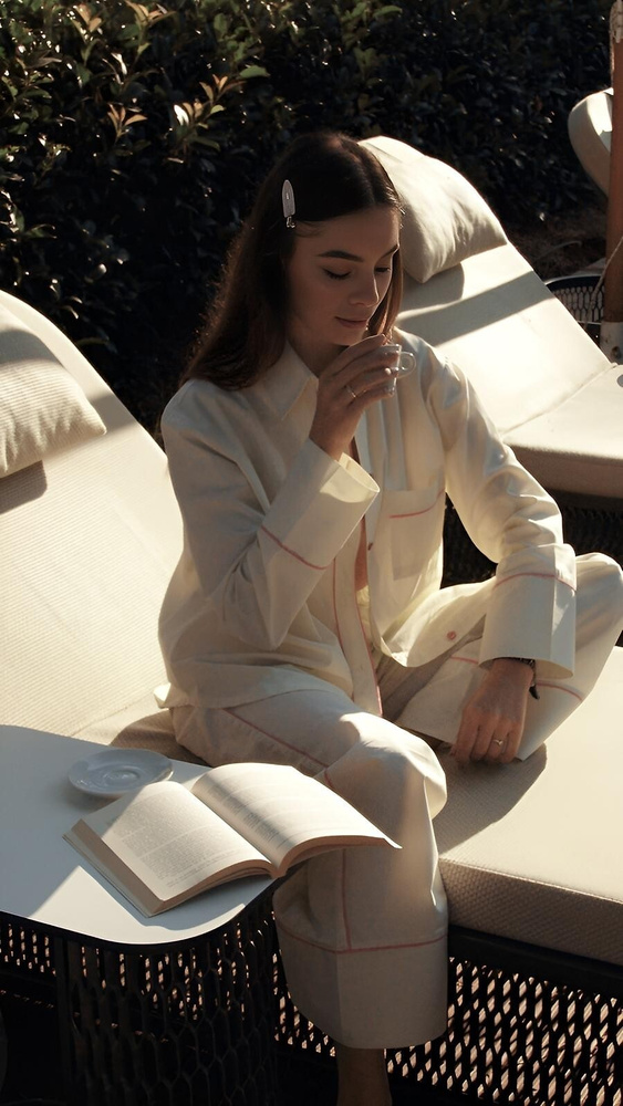 Sensis Raven női pizsama lime – pamut ing és hosszú nadrág szett