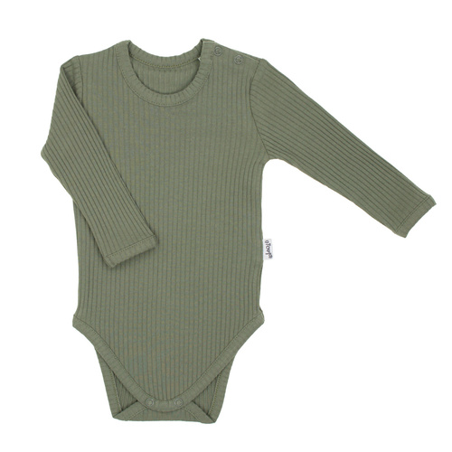 218097 Yogi Bear baba bodysuit Nicol - pamut, hosszú ujjú, khakiszínű, khaki színű