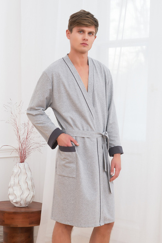 Gabriel Férfi fürdőköpeny zsebekkel Olasz divat - melange/grafit
