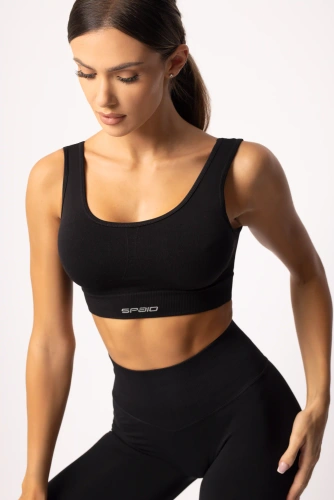 SPAIO Flex 2.0 varrás nélküli sportmelltartó fekete - stabil tartás és kényelem