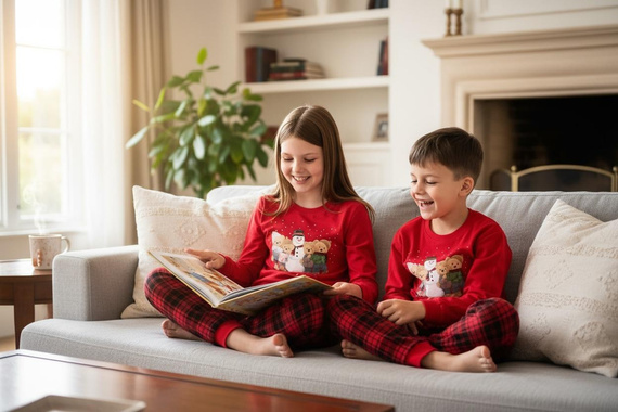 593/171 966/171 Winter Cornette fiú pizsama - karácsonyi, piros, pamut